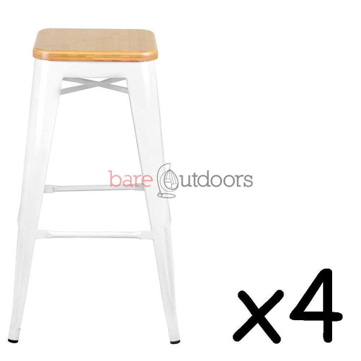 Set of 4 - Replica Tolix Bar Stool 75cm - white - Bare Outdoors