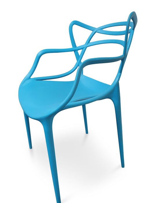 Set of 4 Ribbon Outdoor Dining Chair Blue - Bare Outdoors