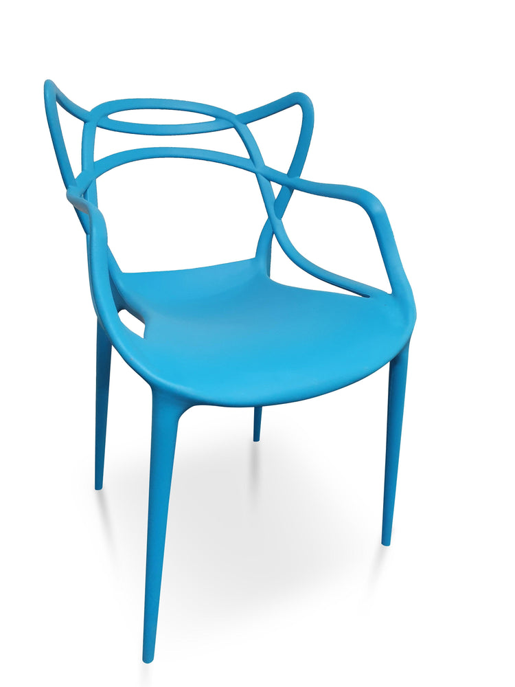 Set of 4 Ribbon Outdoor Dining Chair Blue - Bare Outdoors