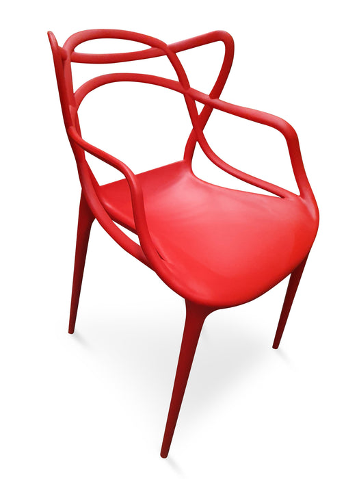 Set of 4 Ribbon Outdoor Dining Chair Red - Bare Outdoors