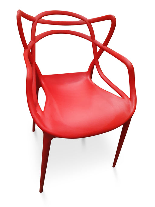 Set of 4 Ribbon Outdoor Dining Chair Red - Bare Outdoors